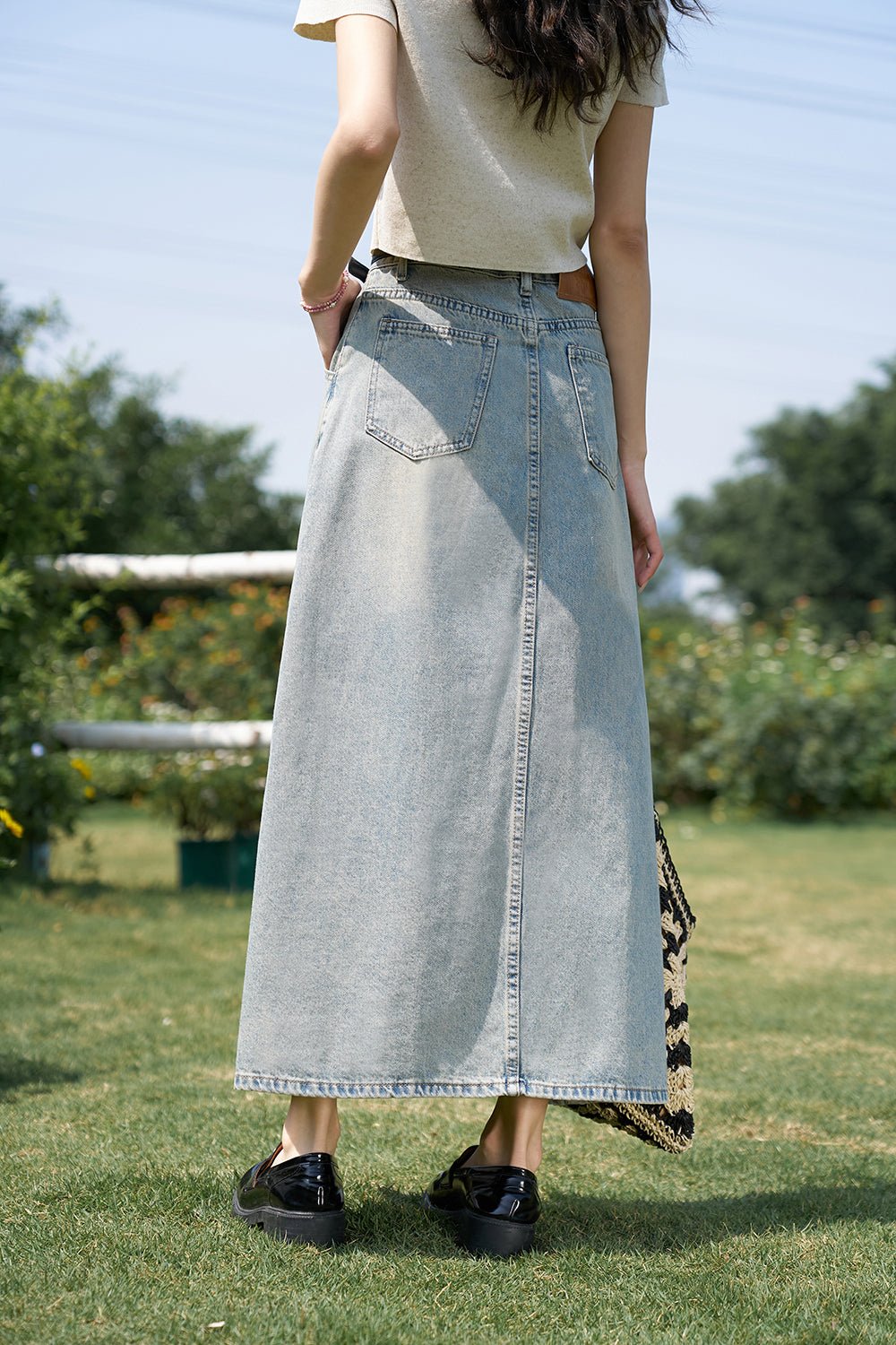 High Waist Long Denim Skirt for Women - Mishow