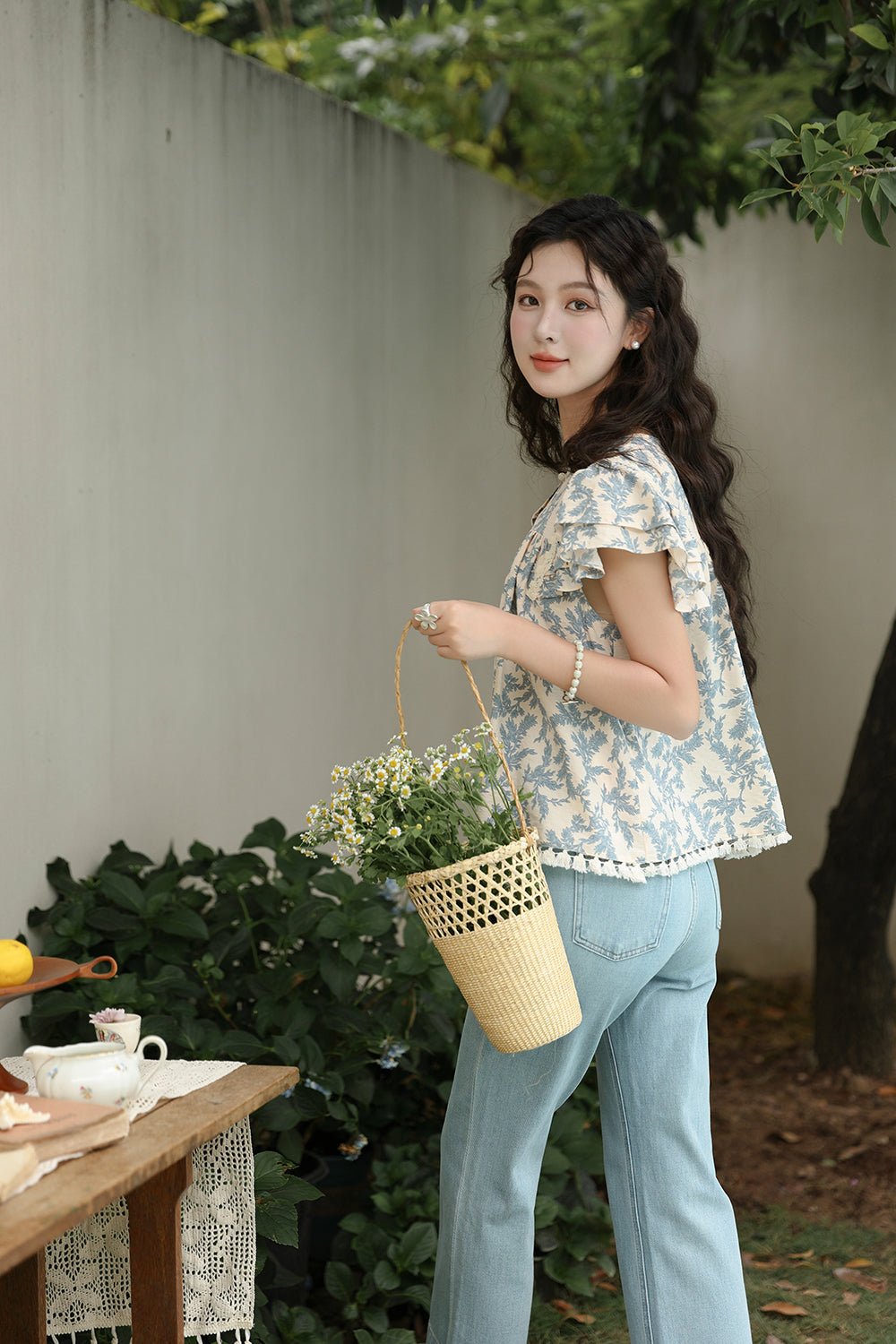 Floral Puff Sleeve Blouse for Women