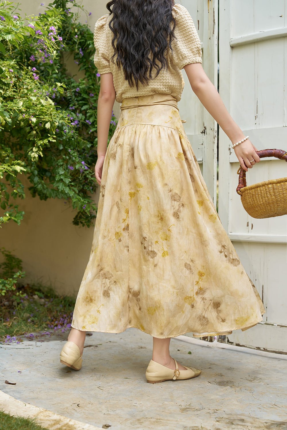 Women's Maxi Yellow Floral Skirt