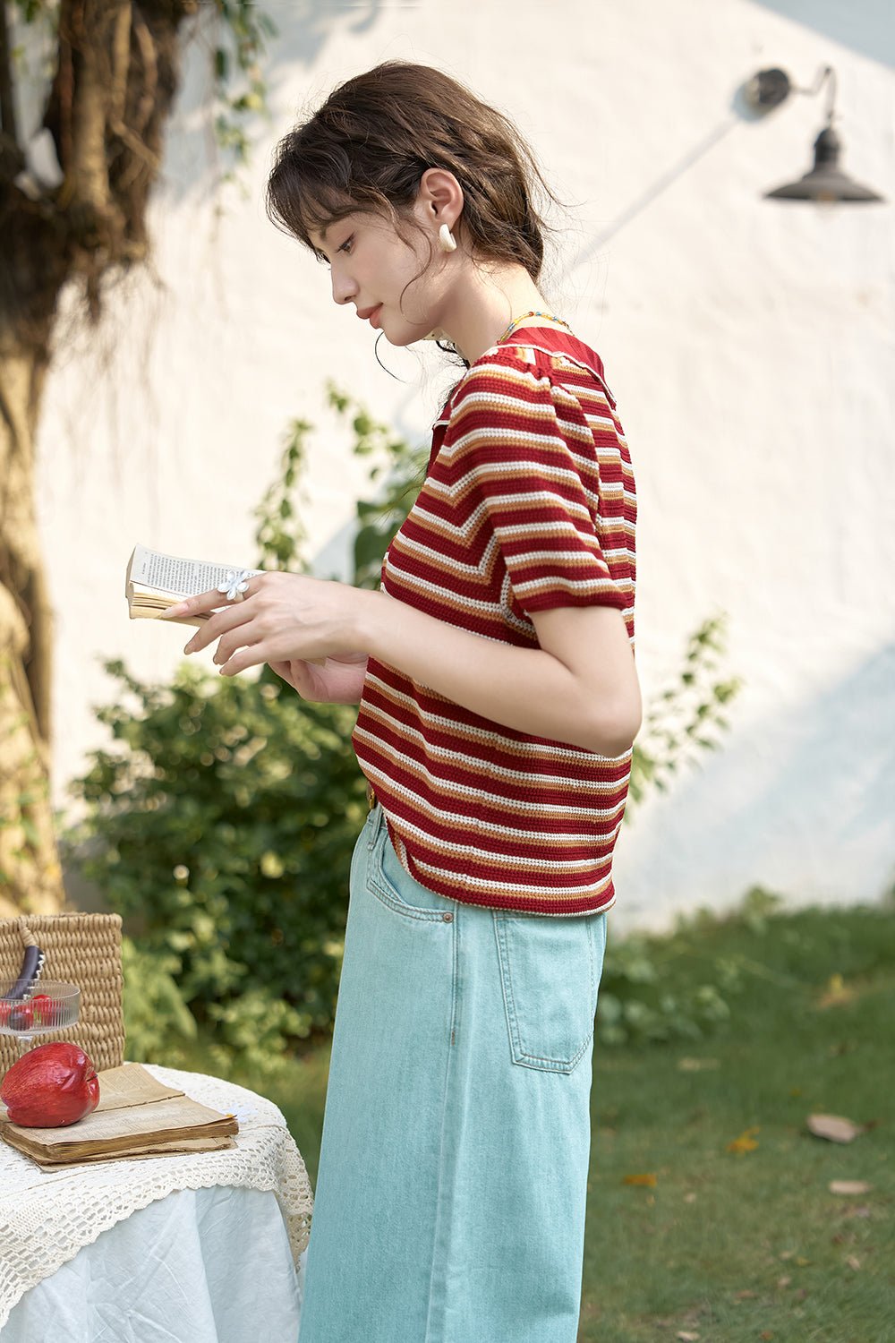 Stripe Knit T-shirt for Women