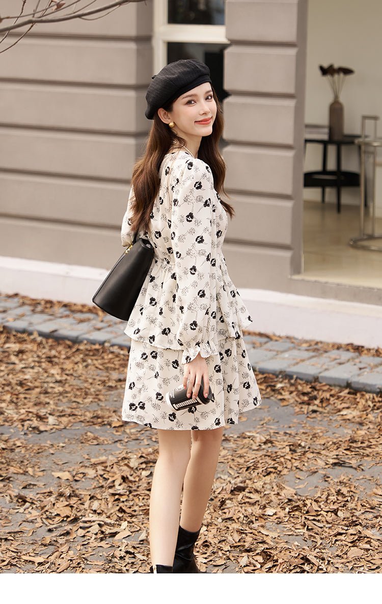 Black Floral Mini Dress for Women