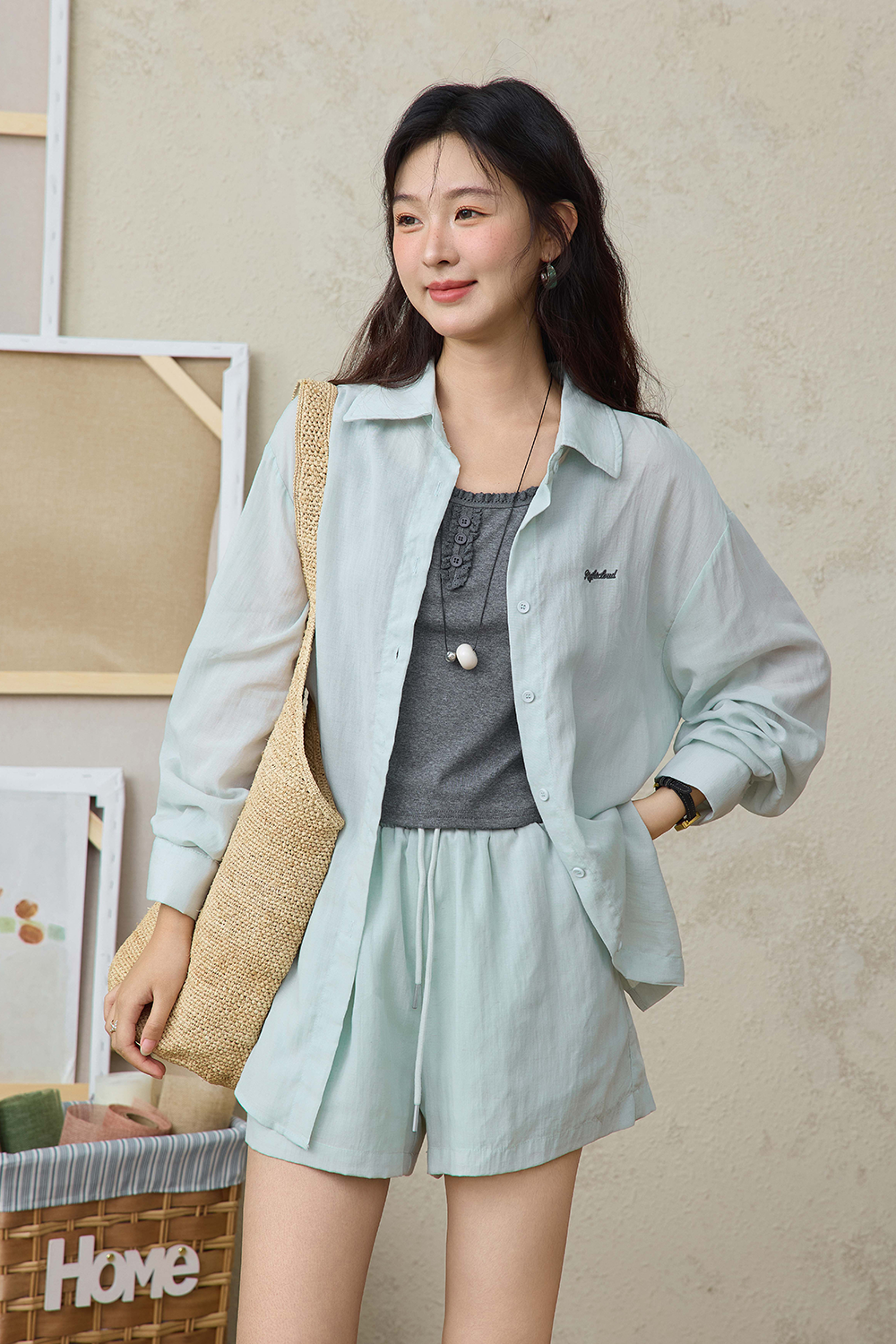 Bộ áo sơ mi + áo yếm + quần short