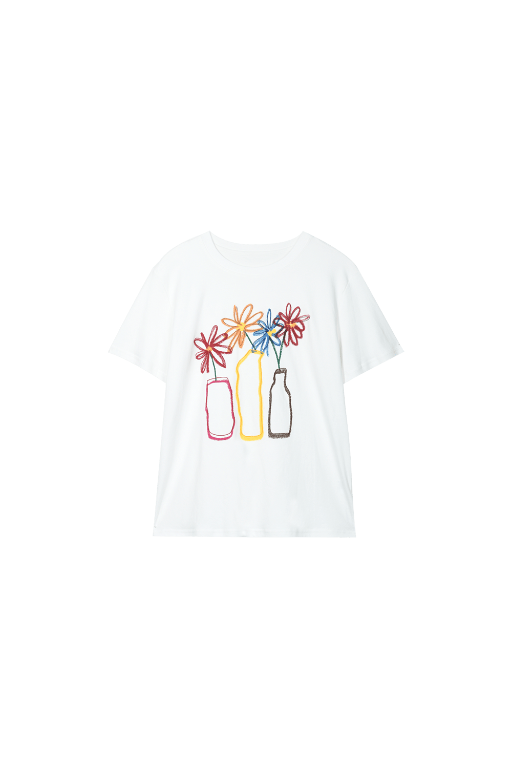 Floral Embroidery T-shirt for Women