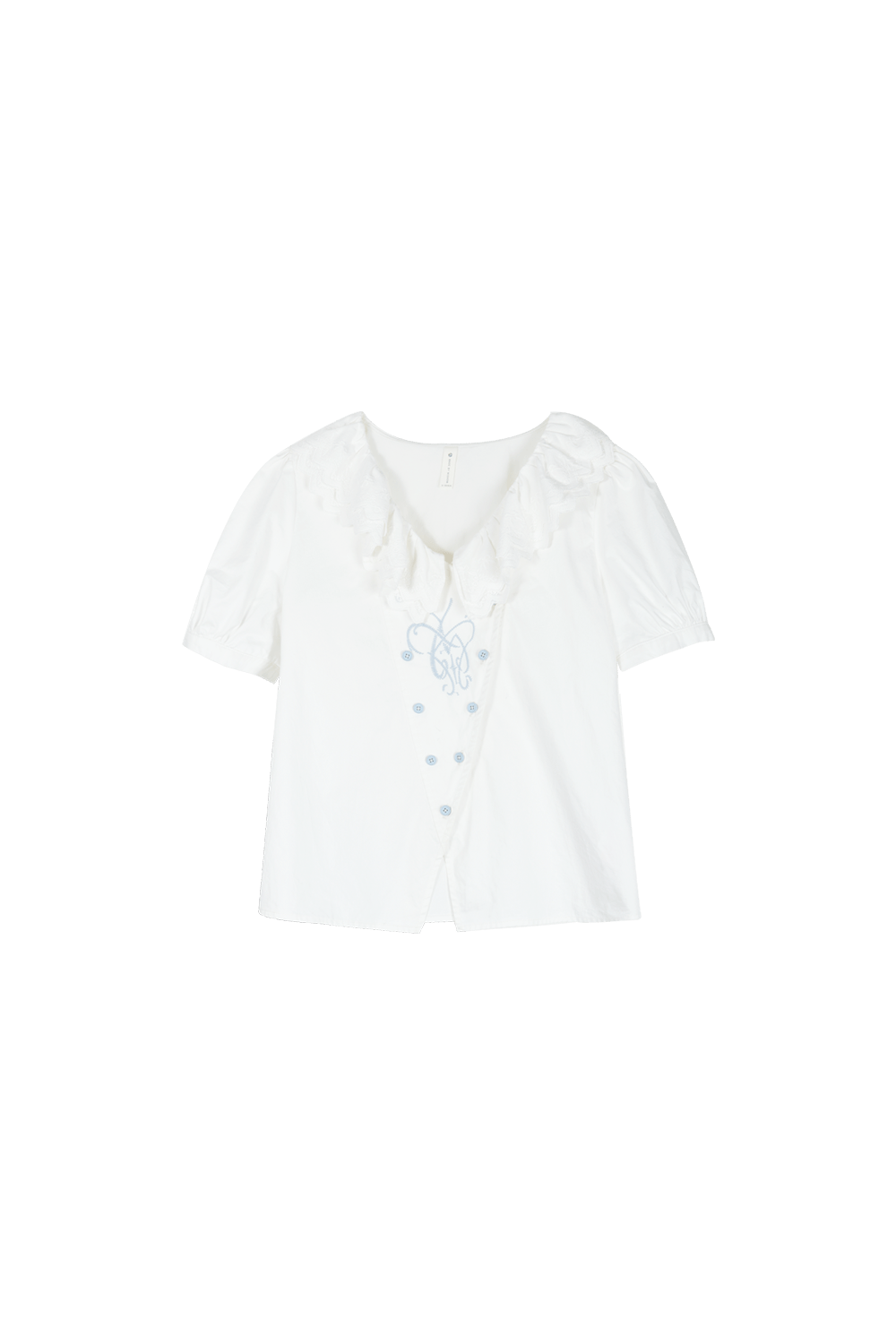 Ruffled Collar White Blouse for Women