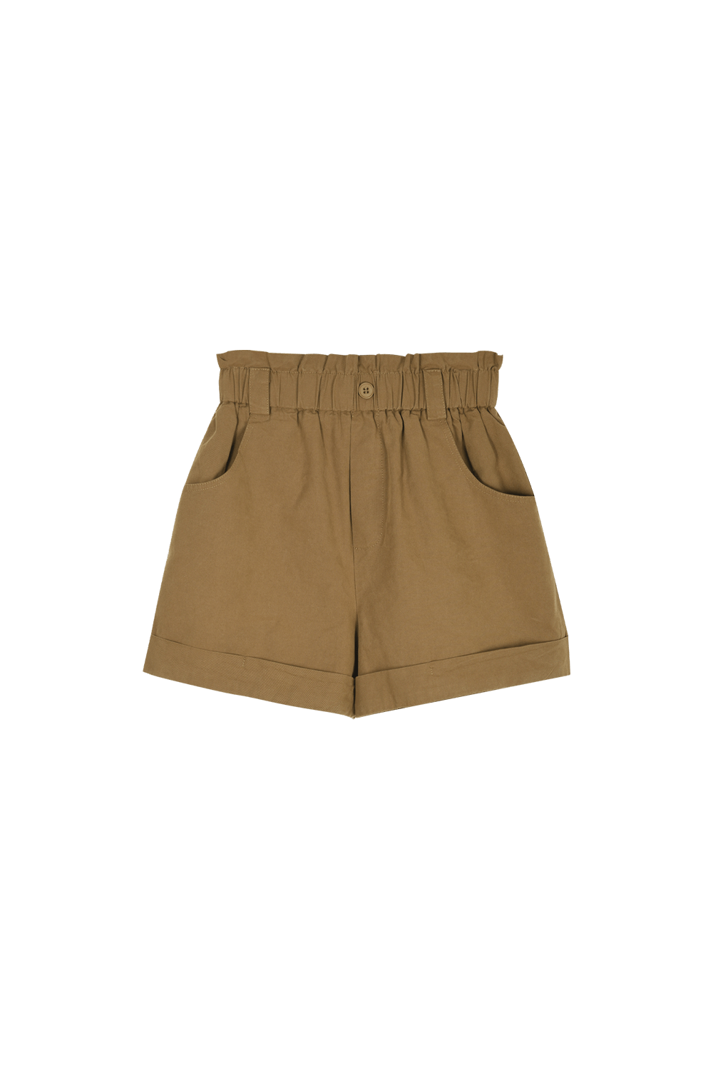 Solid Elastic Waist Shorts for Women