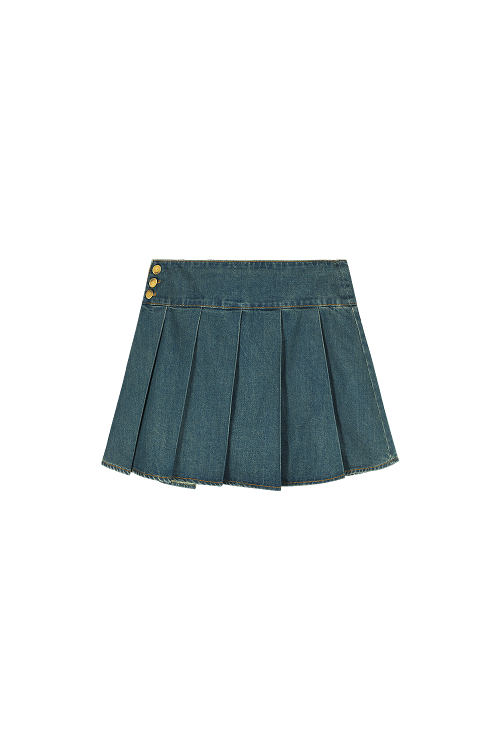 Denim Mini Pleated Skirt for Women - Mishow