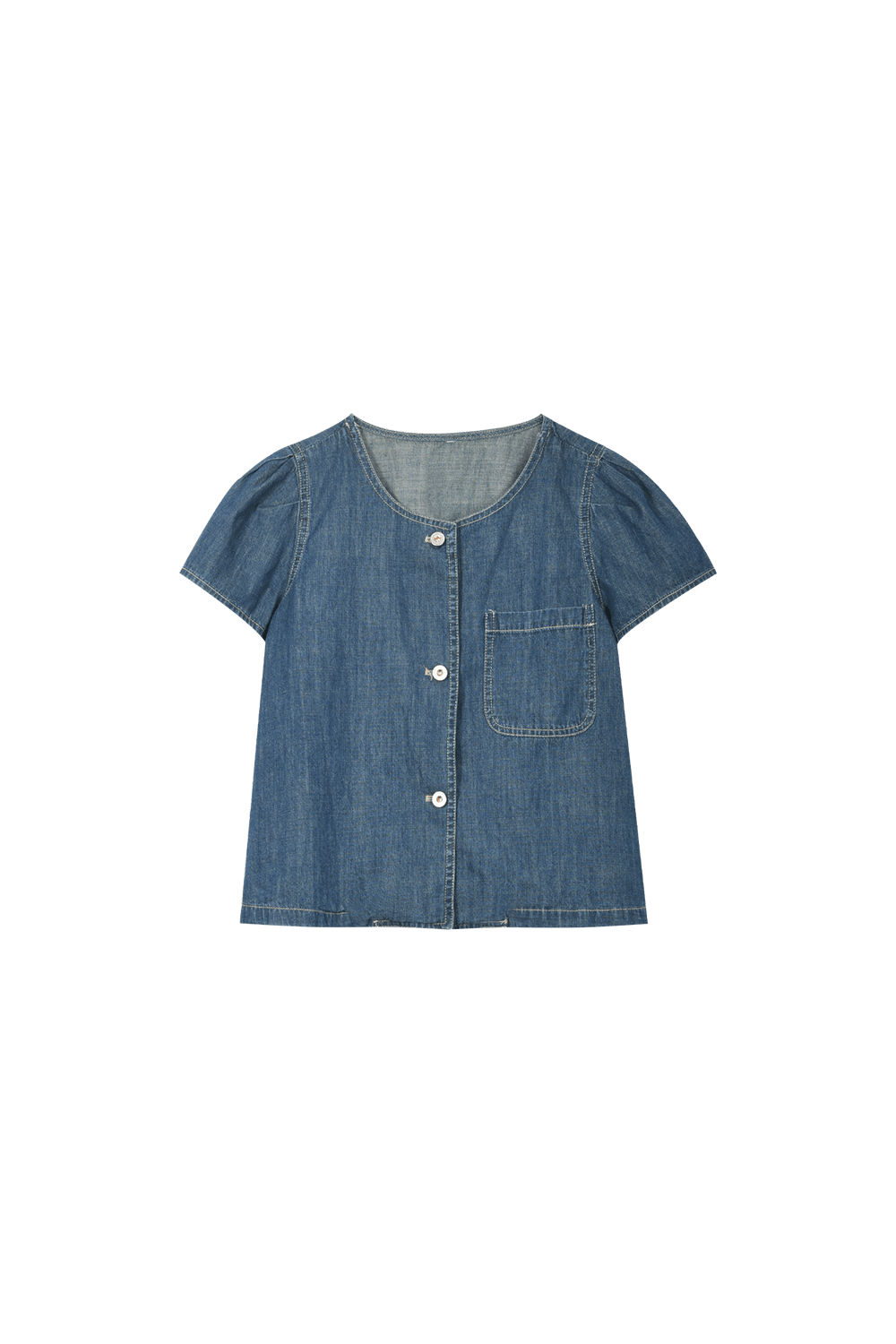 O-neck Denim Blouse for Women